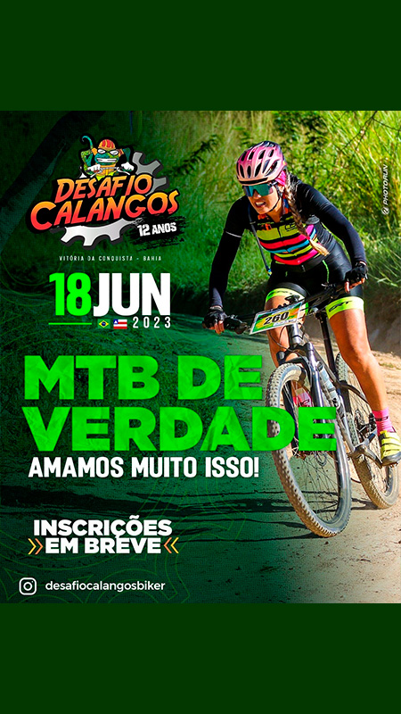 Inscrição 12º Desafio Calangos Biker XCM Marathon 2023 VItória da